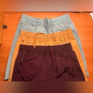 VRST 7” All in unlined Set of Three Athletic Shorts in Blue, Yellow and Burgundy